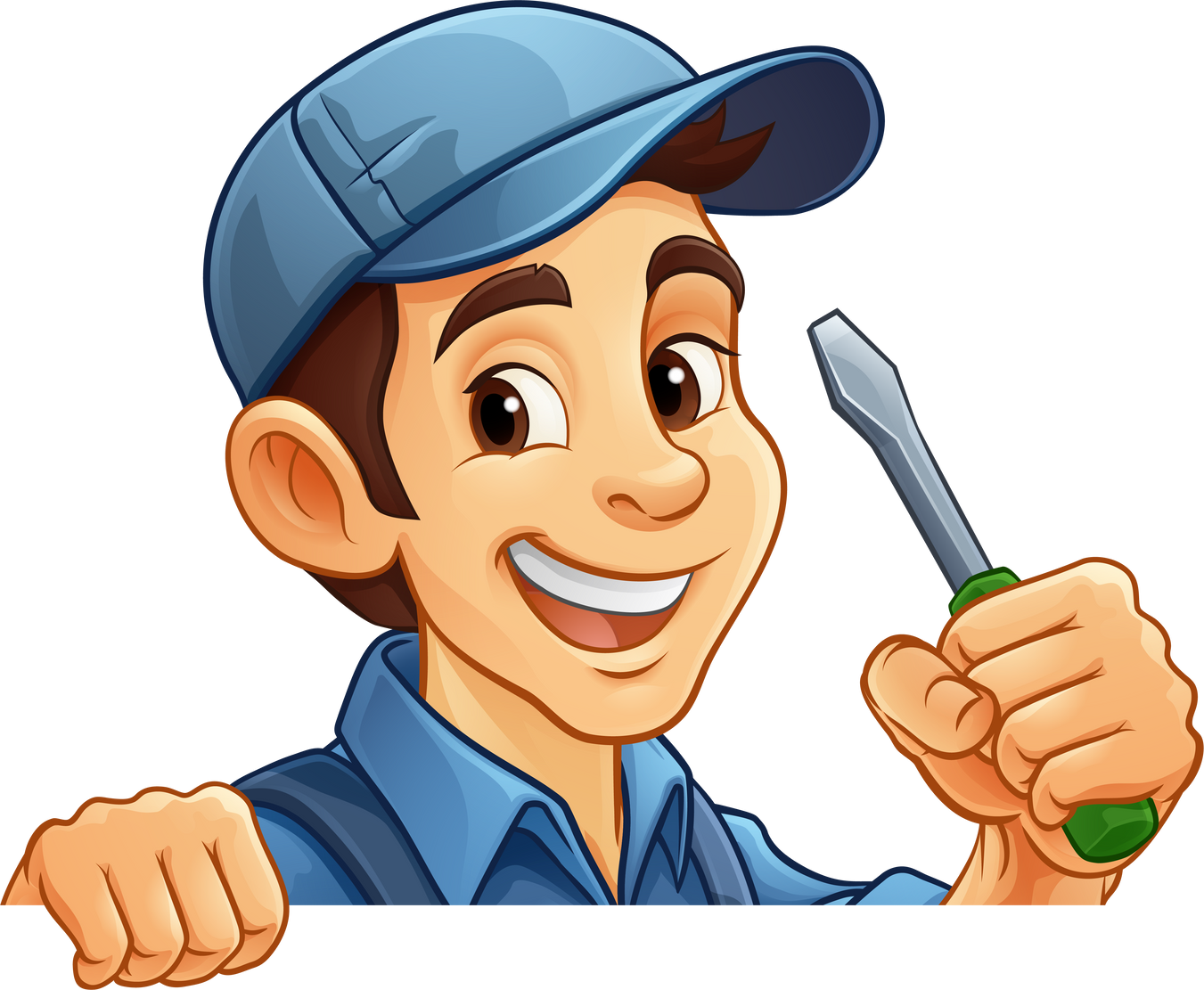 Electrician Handyman Screwdriver Cartoon Mascot