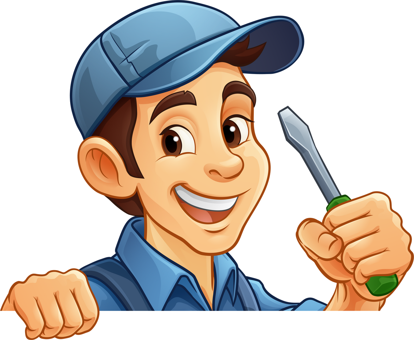 Electrician Handyman Screwdriver Cartoon Mascot